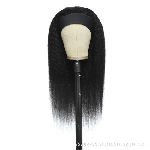 Wholesale Headband Kinky Straight Ponytail Human Hair Wig, Headband Wig Human Hair for Black Women, Remy Human Hair Headband Wig